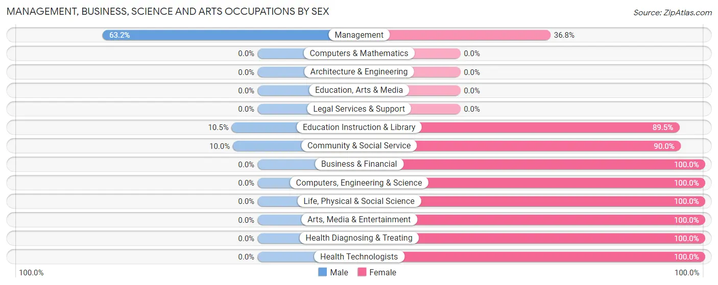 Management, Business, Science and Arts Occupations by Sex in Zip Code 64842