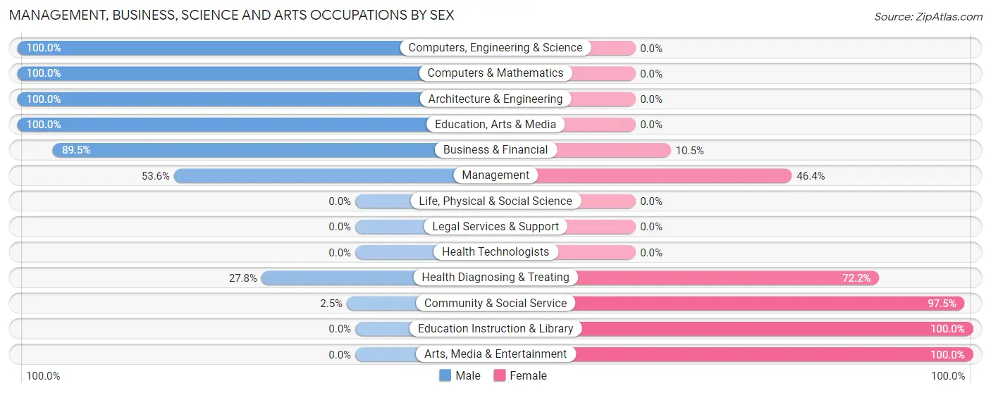 Management, Business, Science and Arts Occupations by Sex in Zip Code 64843