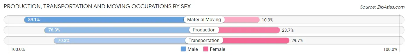 Production, Transportation and Moving Occupations by Sex in Zip Code 64843