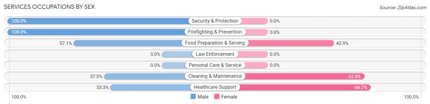Services Occupations by Sex in Zip Code 64863