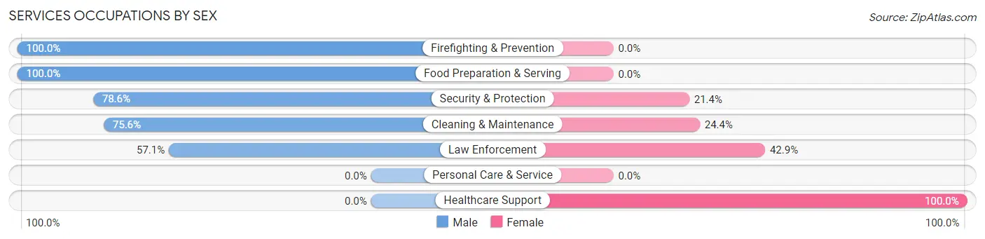 Services Occupations by Sex in Zip Code 65013