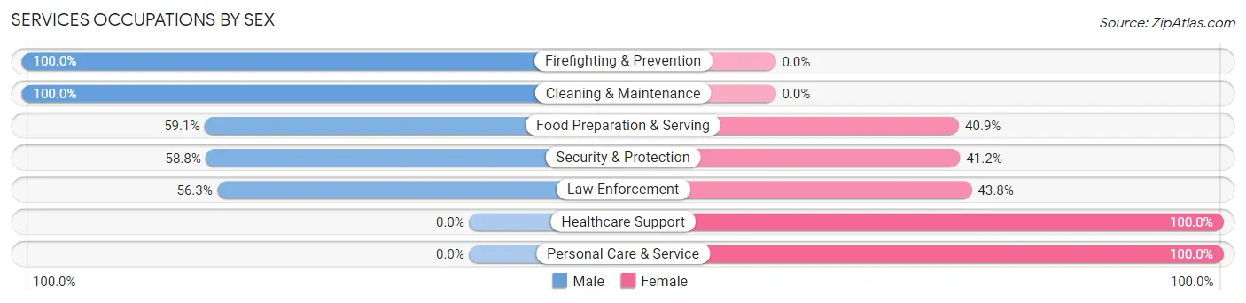 Services Occupations by Sex in Zip Code 65023