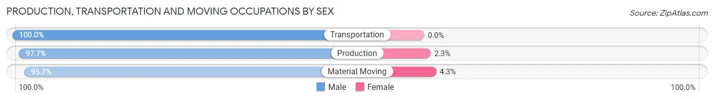 Production, Transportation and Moving Occupations by Sex in Zip Code 65035
