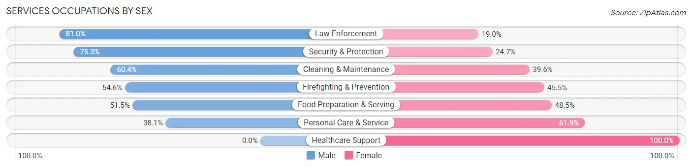 Services Occupations by Sex in Zip Code 65043