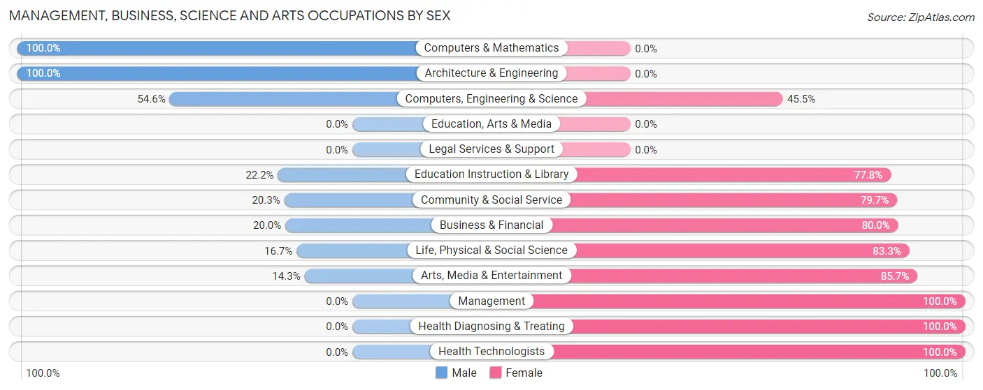 Management, Business, Science and Arts Occupations by Sex in Zip Code 65058