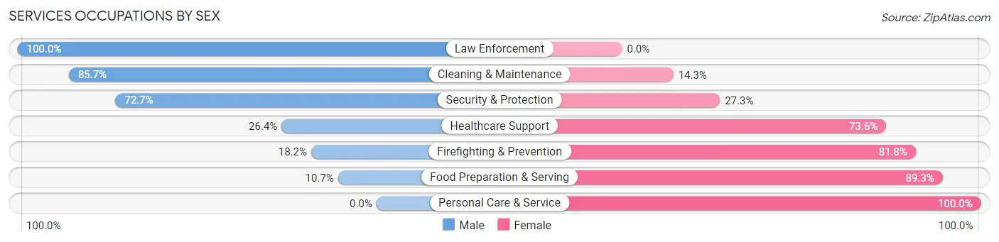 Services Occupations by Sex in Zip Code 65063