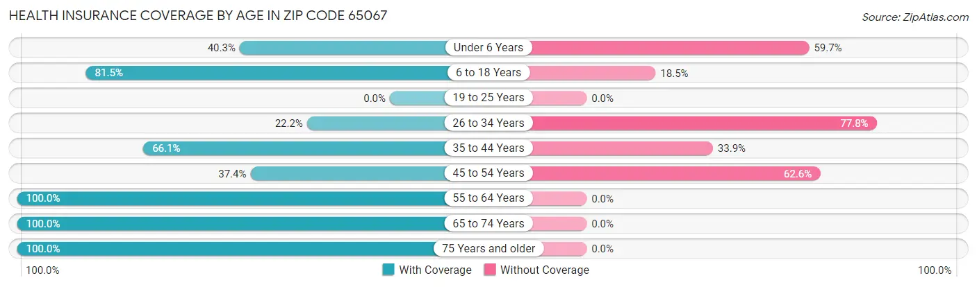 Health Insurance Coverage by Age in Zip Code 65067