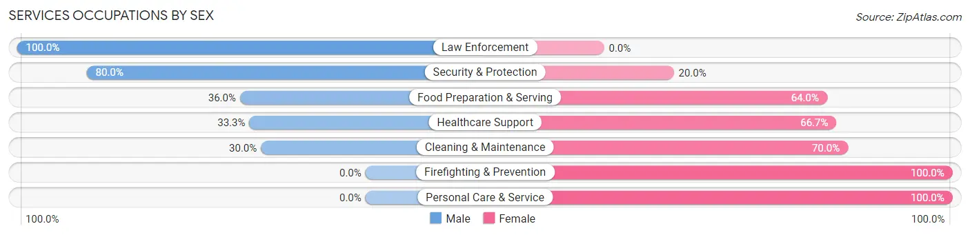 Services Occupations by Sex in Zip Code 65068