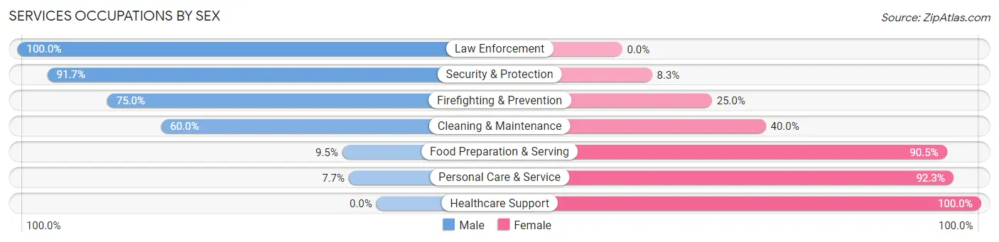 Services Occupations by Sex in Zip Code 65074