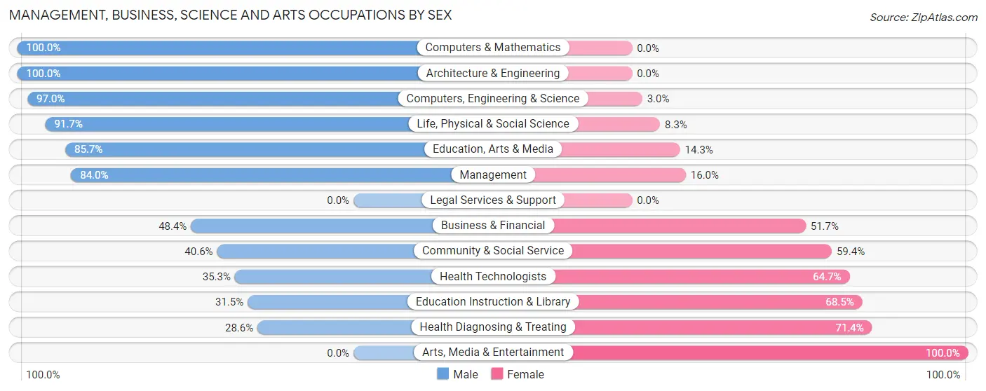 Management, Business, Science and Arts Occupations by Sex in Zip Code 65085