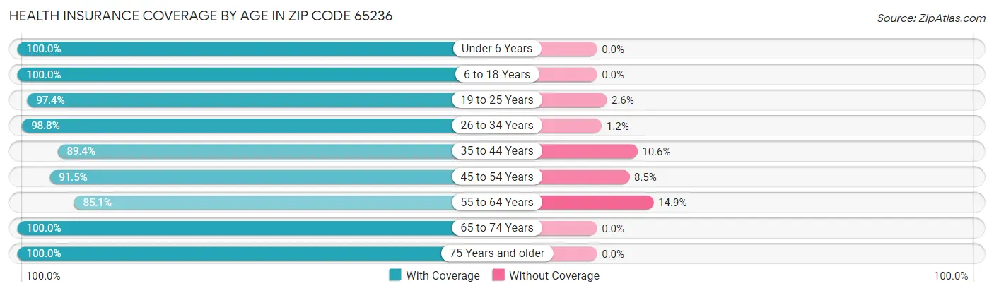 Health Insurance Coverage by Age in Zip Code 65236