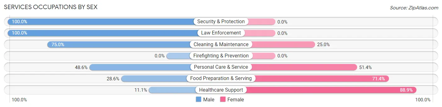 Services Occupations by Sex in Zip Code 65237
