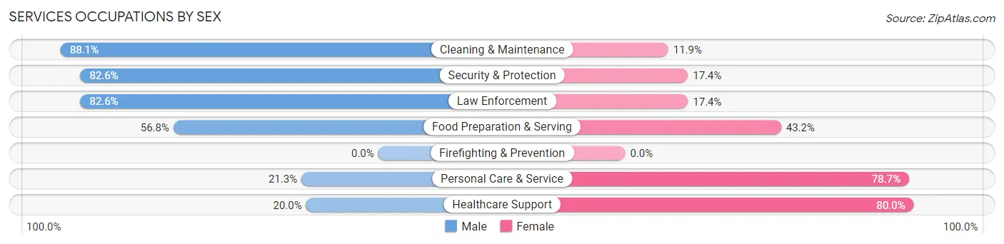Services Occupations by Sex in Zip Code 65248