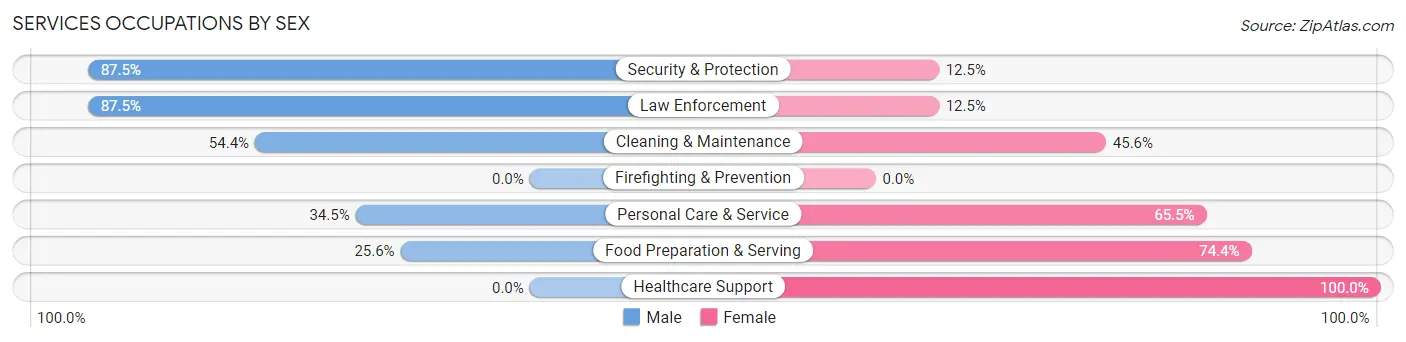 Services Occupations by Sex in Zip Code 65254
