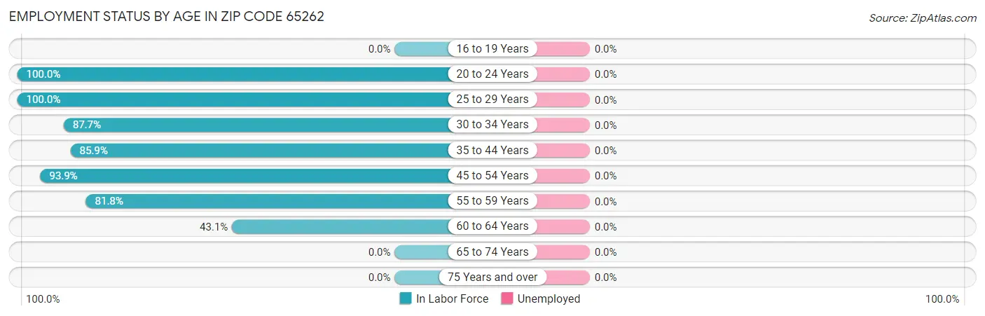 Employment Status by Age in Zip Code 65262
