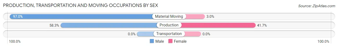 Production, Transportation and Moving Occupations by Sex in Zip Code 65262