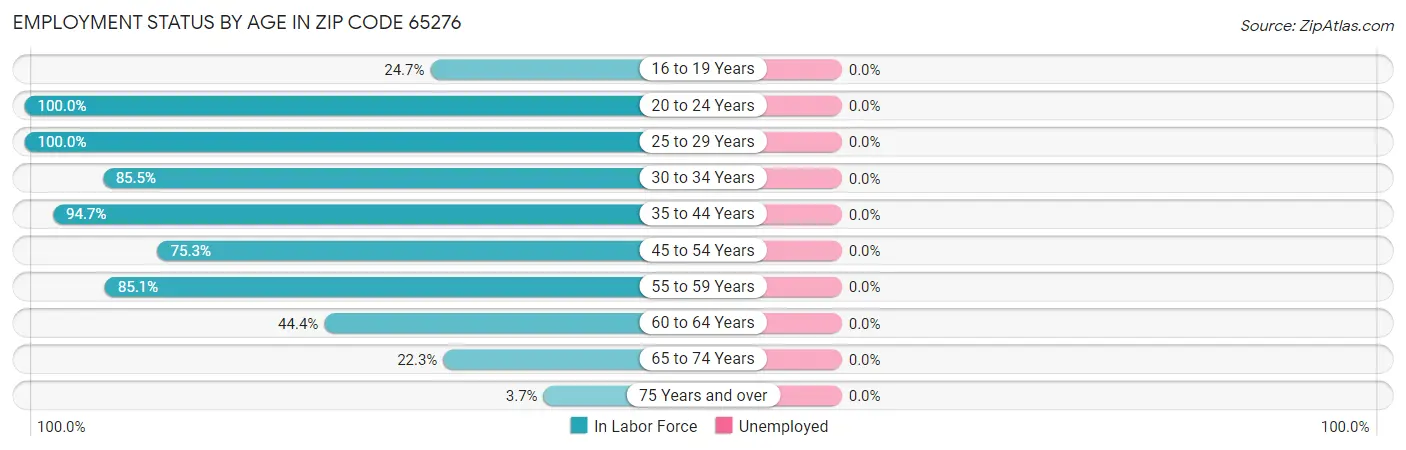 Employment Status by Age in Zip Code 65276