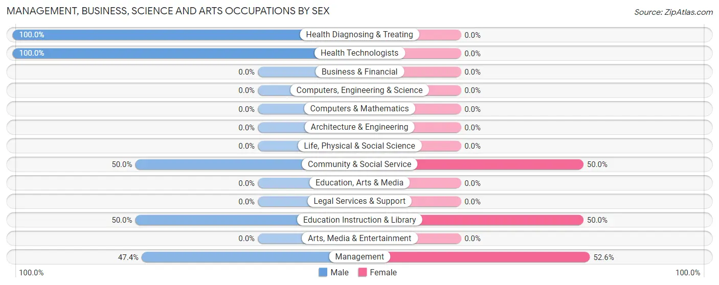 Management, Business, Science and Arts Occupations by Sex in Zip Code 65285