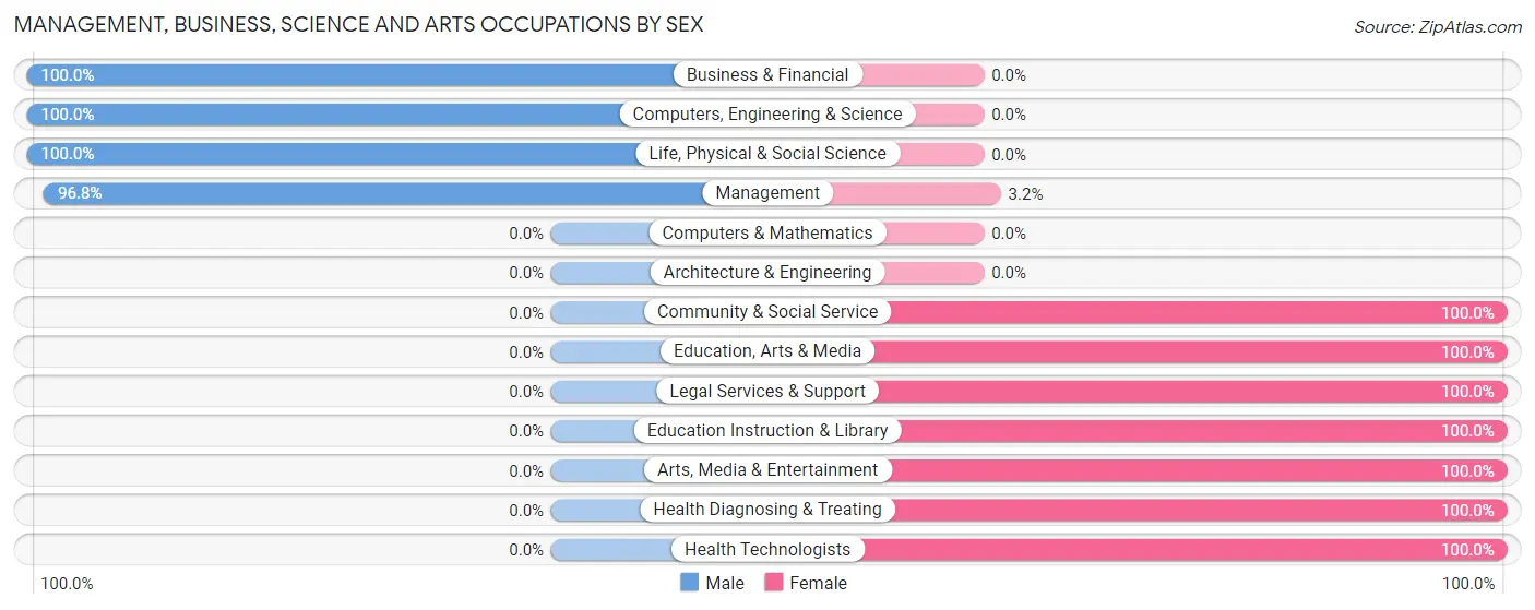 Management, Business, Science and Arts Occupations by Sex in Zip Code 65287