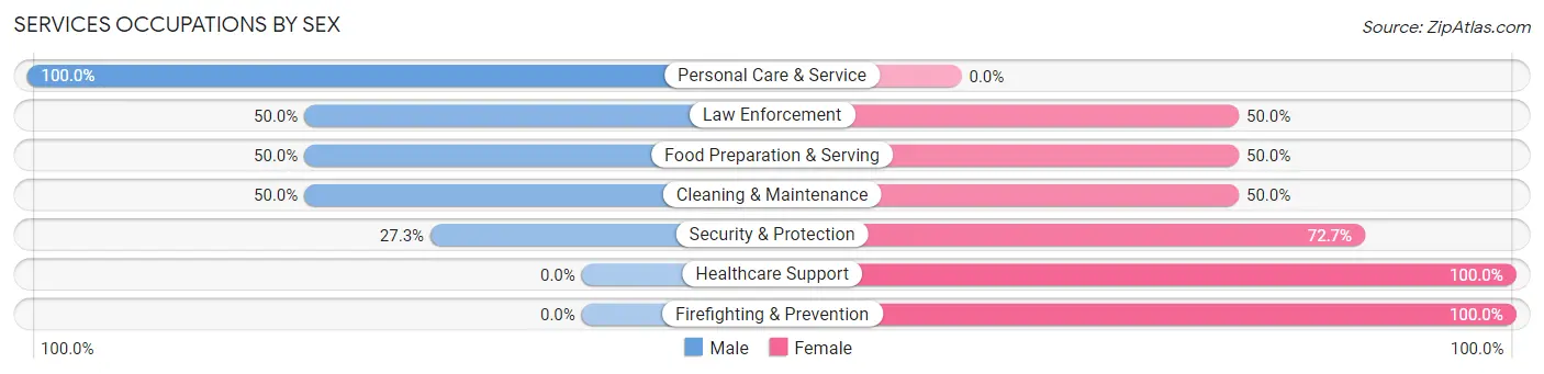 Services Occupations by Sex in Zip Code 65322