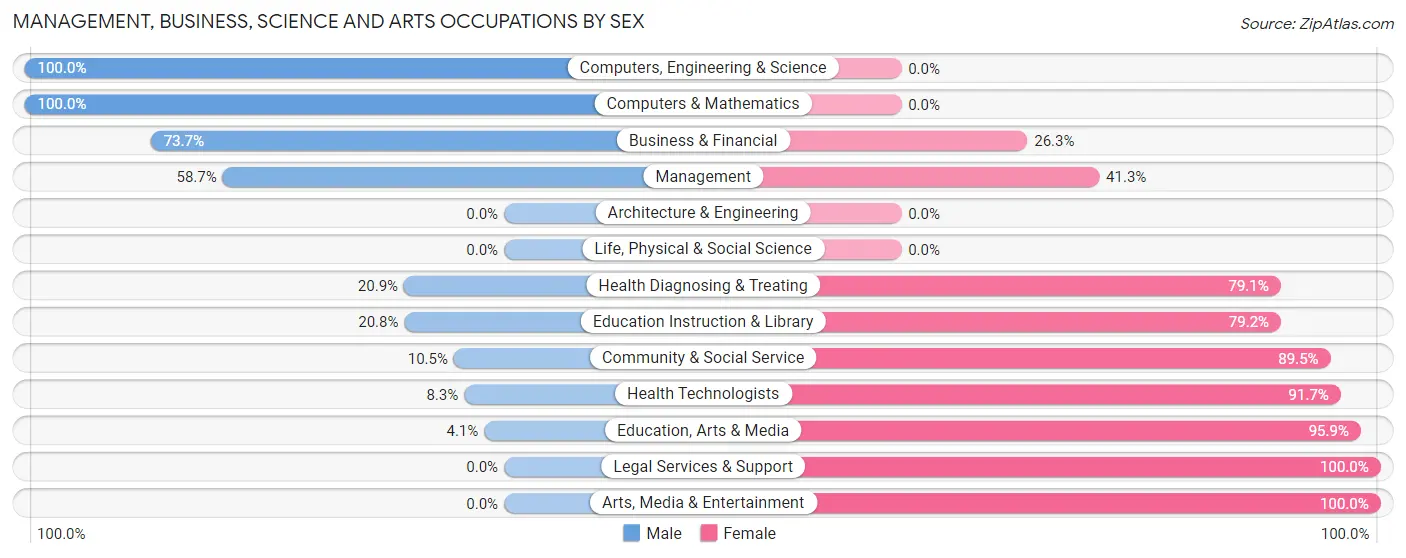Management, Business, Science and Arts Occupations by Sex in Zip Code 65325