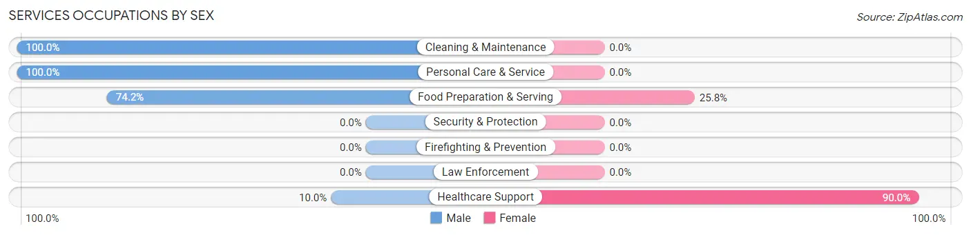 Services Occupations by Sex in Zip Code 65333