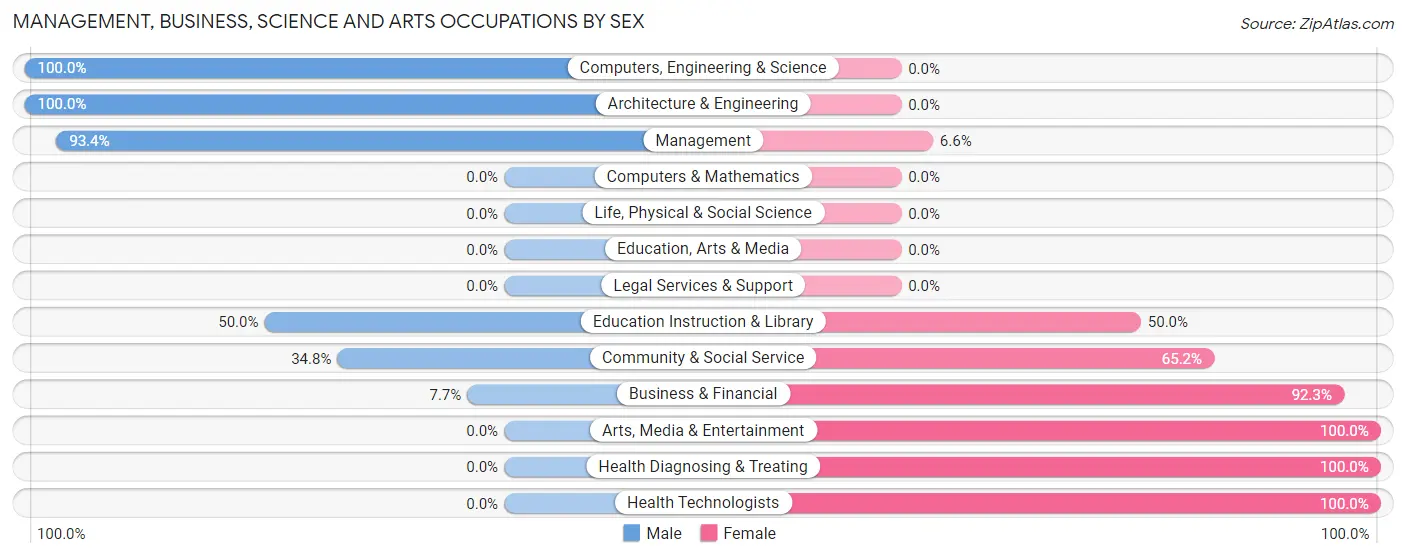 Management, Business, Science and Arts Occupations by Sex in Zip Code 65334