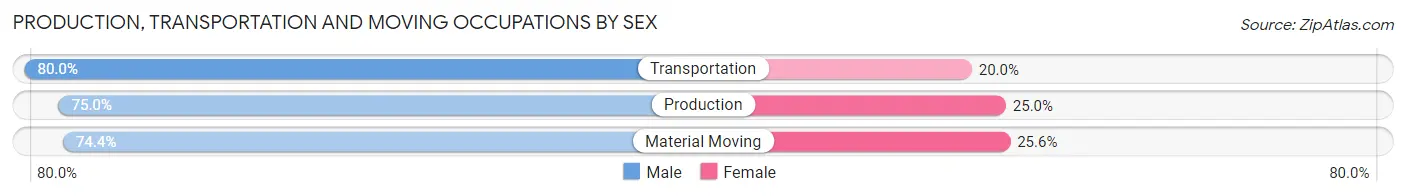 Production, Transportation and Moving Occupations by Sex in Zip Code 65334