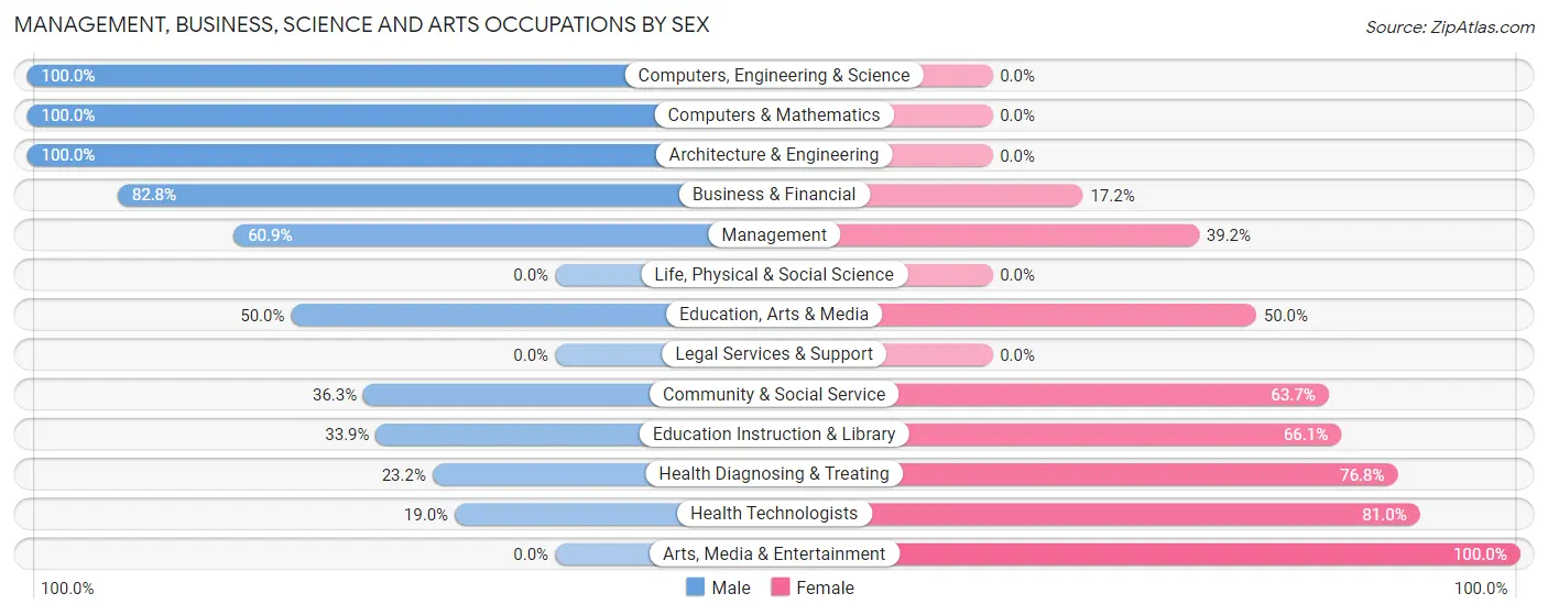 Management, Business, Science and Arts Occupations by Sex in Zip Code 65336