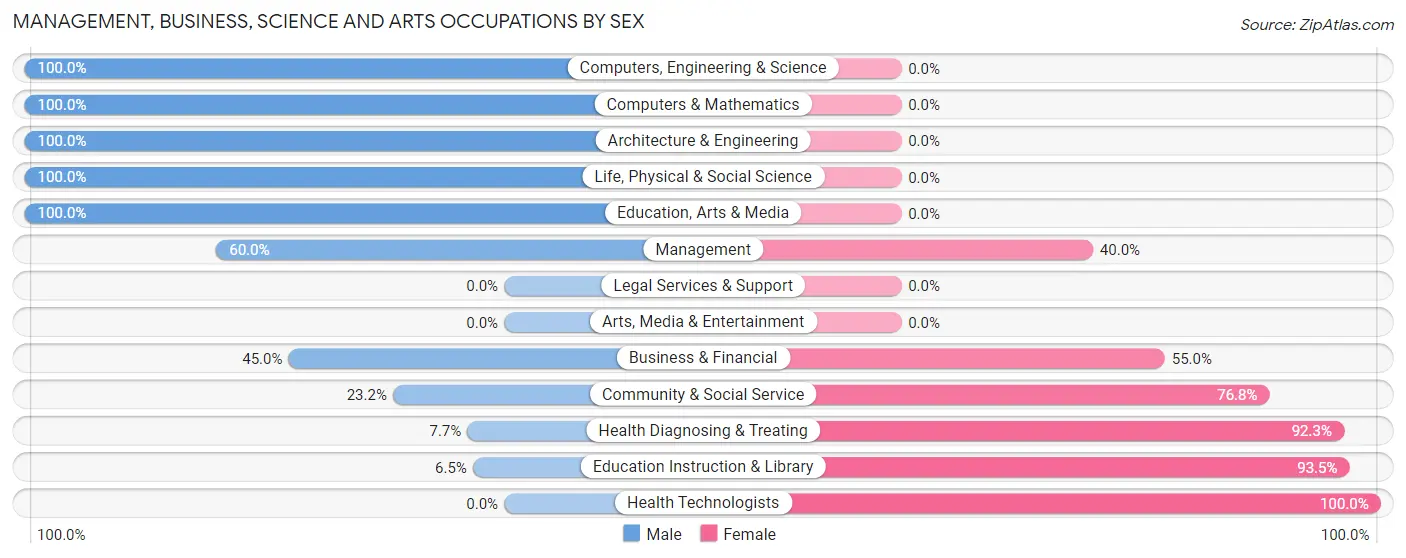 Management, Business, Science and Arts Occupations by Sex in Zip Code 65351
