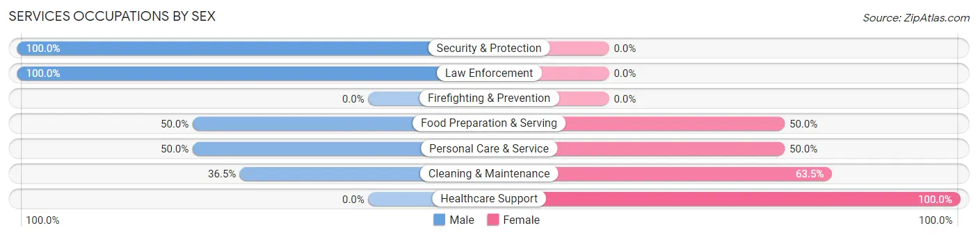 Services Occupations by Sex in Zip Code 65438