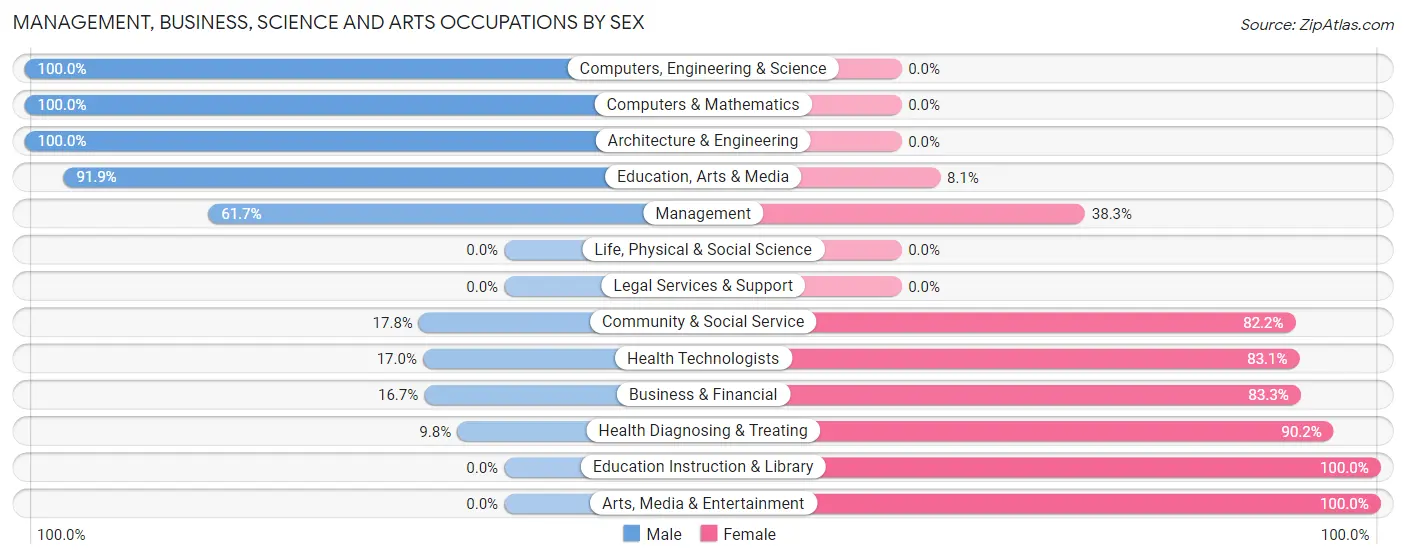 Management, Business, Science and Arts Occupations by Sex in Zip Code 65441