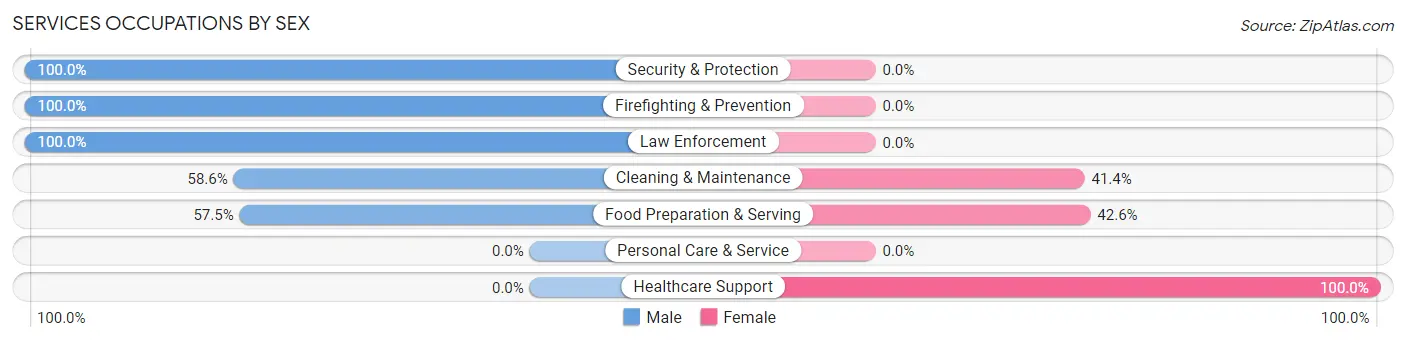 Services Occupations by Sex in Zip Code 65452