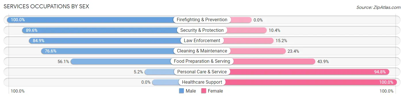 Services Occupations by Sex in Zip Code 65453