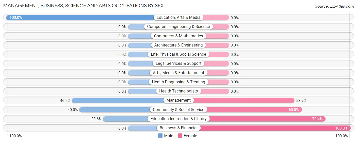 Management, Business, Science and Arts Occupations by Sex in Zip Code 65470