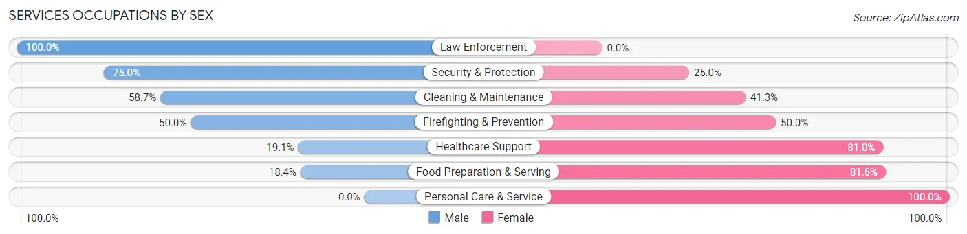 Services Occupations by Sex in Zip Code 65486