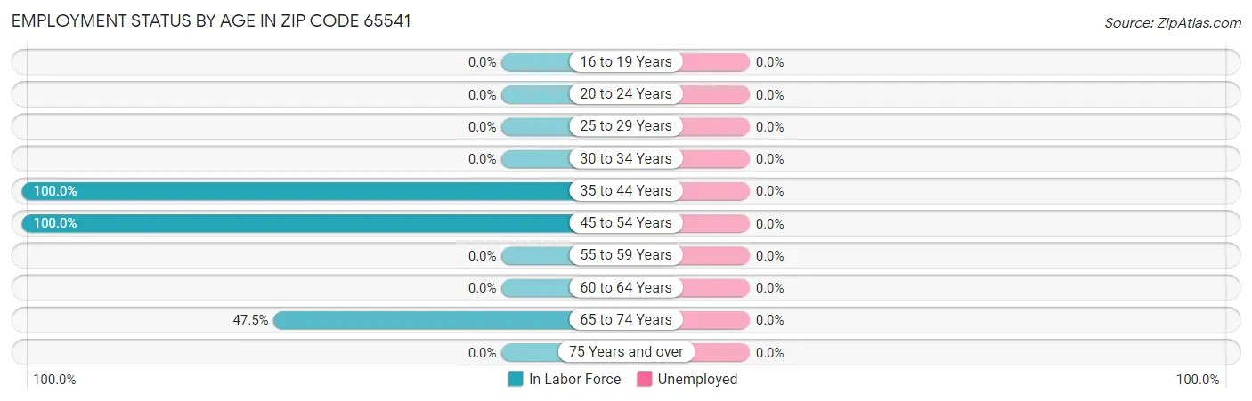 Employment Status by Age in Zip Code 65541