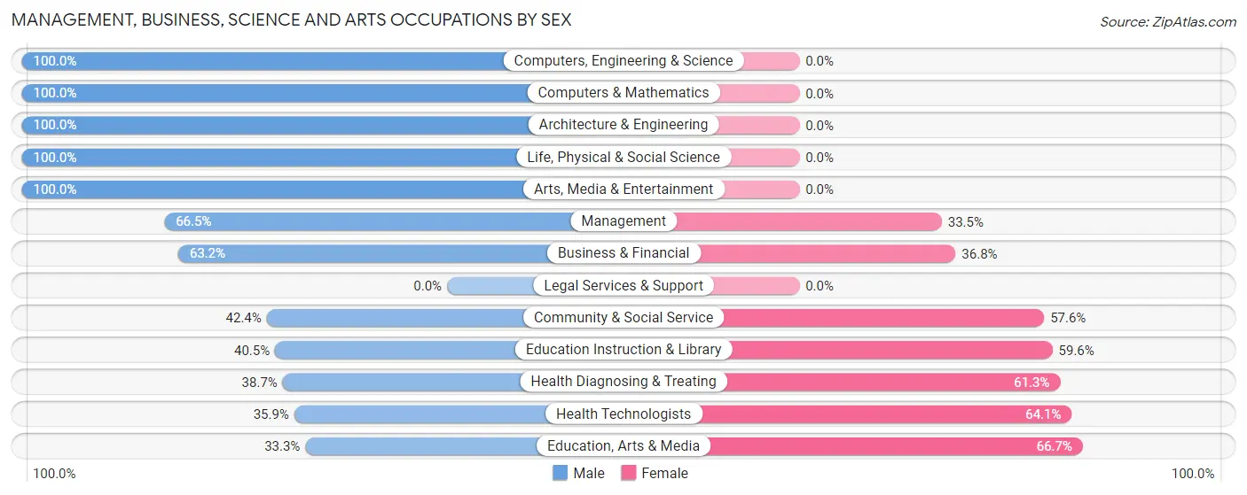 Management, Business, Science and Arts Occupations by Sex in Zip Code 65542