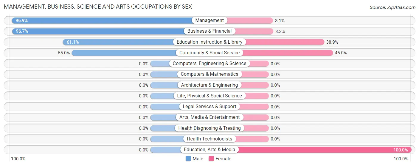 Management, Business, Science and Arts Occupations by Sex in Zip Code 65552