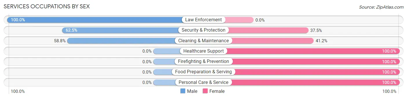 Services Occupations by Sex in Zip Code 65555