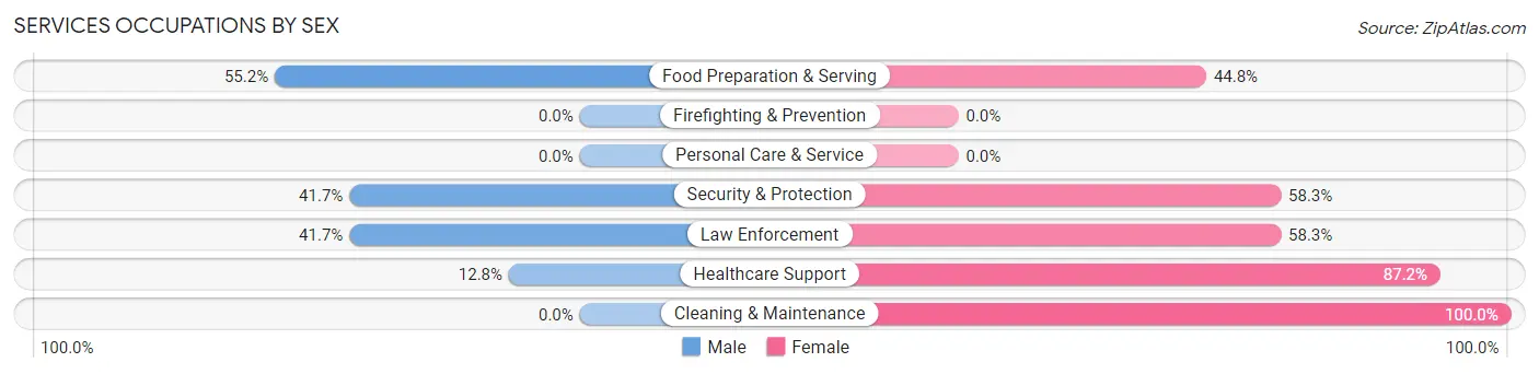 Services Occupations by Sex in Zip Code 65571
