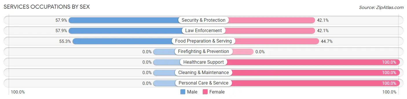 Services Occupations by Sex in Zip Code 65582