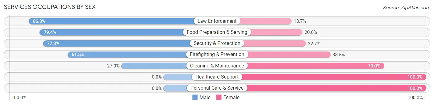 Services Occupations by Sex in Zip Code 65583