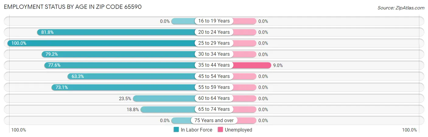 Employment Status by Age in Zip Code 65590