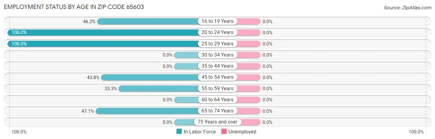 Employment Status by Age in Zip Code 65603