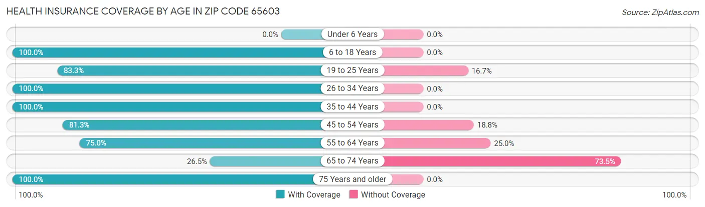 Health Insurance Coverage by Age in Zip Code 65603