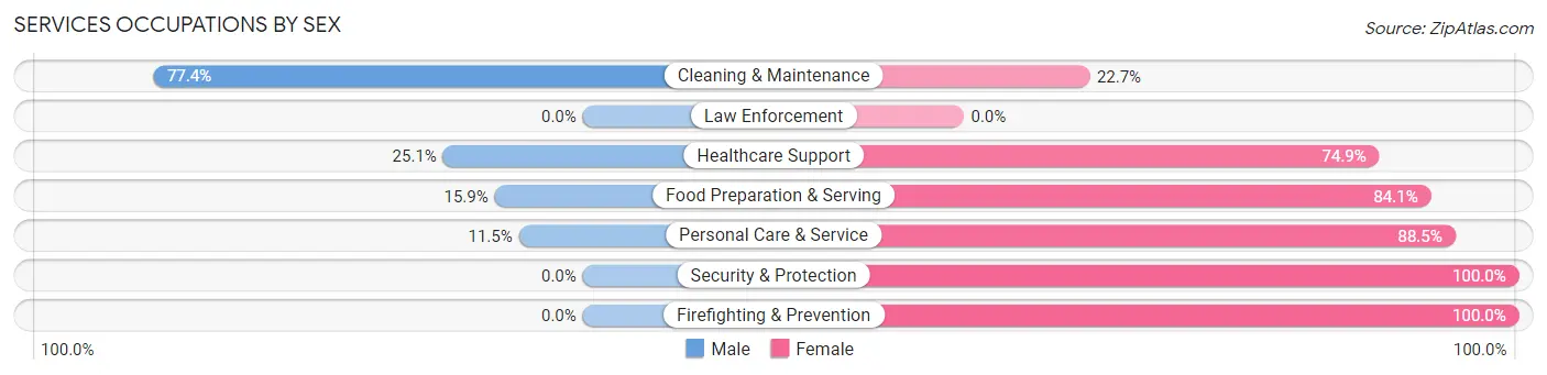 Services Occupations by Sex in Zip Code 65605