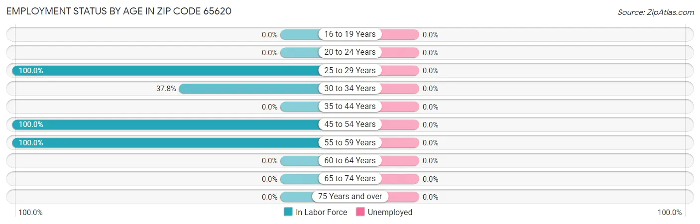Employment Status by Age in Zip Code 65620