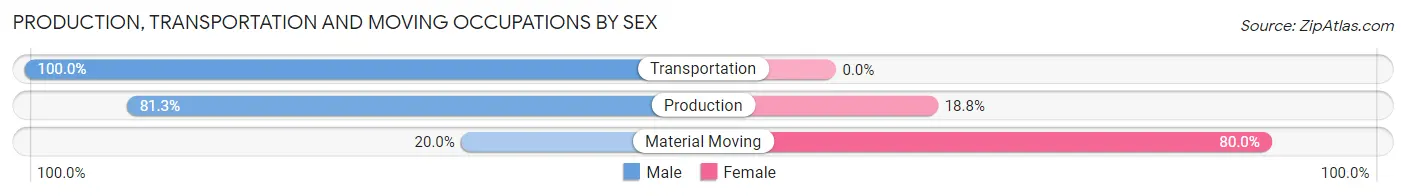 Production, Transportation and Moving Occupations by Sex in Zip Code 65637