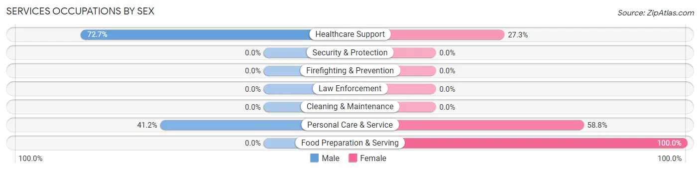 Services Occupations by Sex in Zip Code 65637